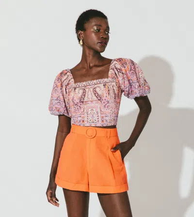 Cleobella High Waist Oscar Shorts In Tigerlily Orange
