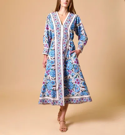 Cleobella Blanche Midi Dress In Blue, White, Pink, Multicolor