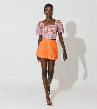 Cleobella High Waist Oscar Shorts In Tigerlily Orange