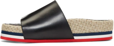 Shop Moncler Black Evelyne Flatform Sandals