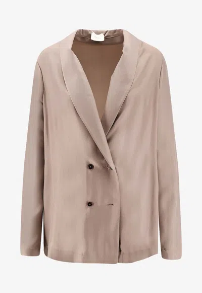 Alysi Double-breasted Shawl-lapel Blazer In Neutral
