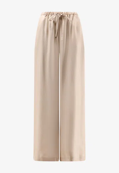 Alysi Wide-leg Drawstring Silk Pants In Multi