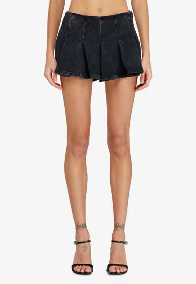 Diesel Shorts In Tencel Denim With Pleated Front In Black