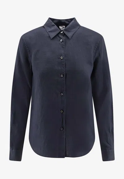 Aspesi Long-sleeved Buttoned Shirt In Blue