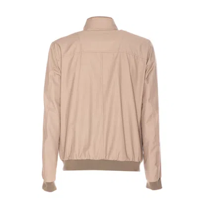Moorer Neutral Structured Casual Jacket With High Collar In Neutral