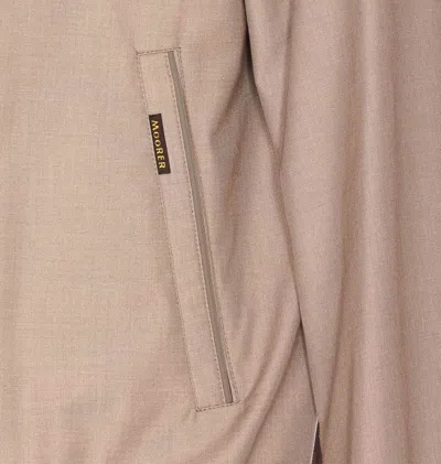 Moorer Neutral Structured Casual Jacket With High Collar In Neutral