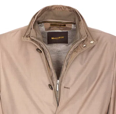 Moorer Neutral Structured Casual Jacket With High Collar In Neutral