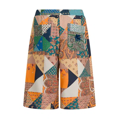 Etro Patchwork-print Shorts In Multi
