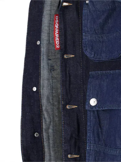 Dsquared2 Multi-pocket Denim Jacket In Black