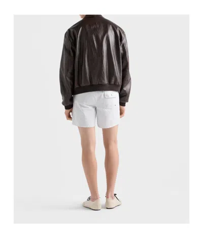 Prada Nappa Leather Bomber Jacket In Brown