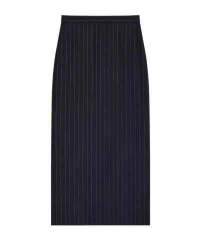 Givenchy Pinstripe-pattern Wool Midi Skirt In Black