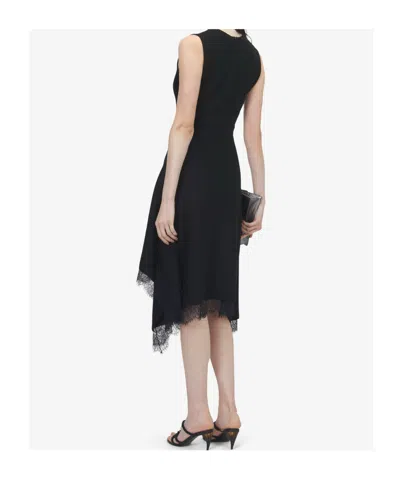 Alexander Mcqueen Lace-trim Asymmetric Dress In Black