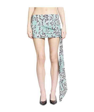 Knwls Stud-print Mini Skirt In Blue