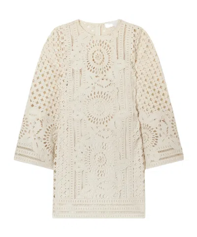 Zimmermann Indra Broderie Anglaise Cotton Mini Dress In Brown