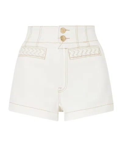 Zimmermann Roselight Braided-trim Shorts In White
