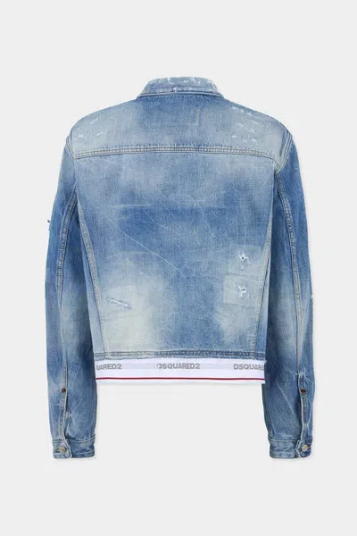 Dsquared2 Oversized Distressed Denim Jacket In Blue
