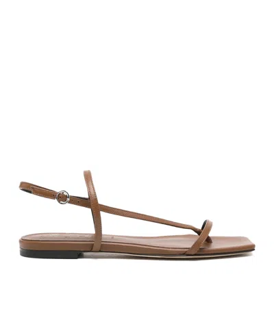 Aeyde Square-toe Slingback Sandals In Brown
