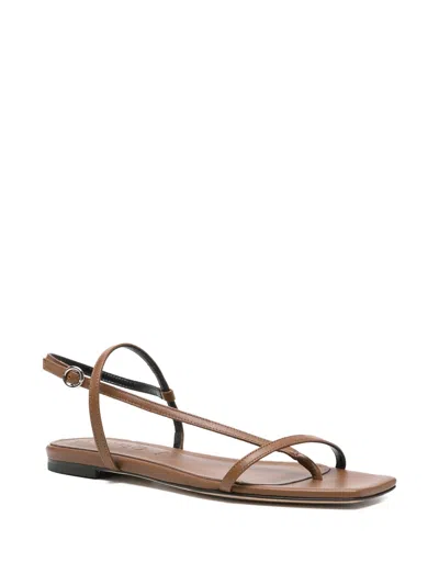 Aeyde Square-toe Slingback Sandals In Brown