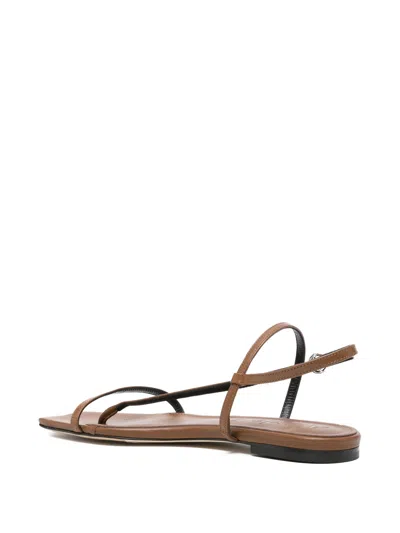 Aeyde Square-toe Slingback Sandals In Brown