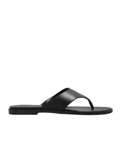 Aeyde Minimalist Wide Strap Toe Post Sandals In Black