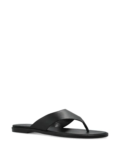 Aeyde Minimalist Wide Strap Toe Post Sandals In Black