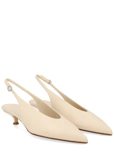 Aeyde Slingback Pointed Toe Kitten Pumps In Neutral