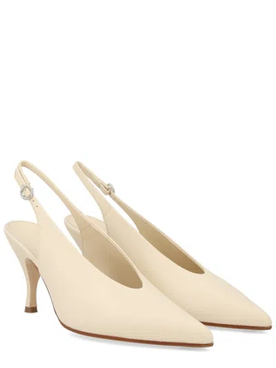 Aeyde Neutrals Pointed Toe Slingback Pumps In Neutral