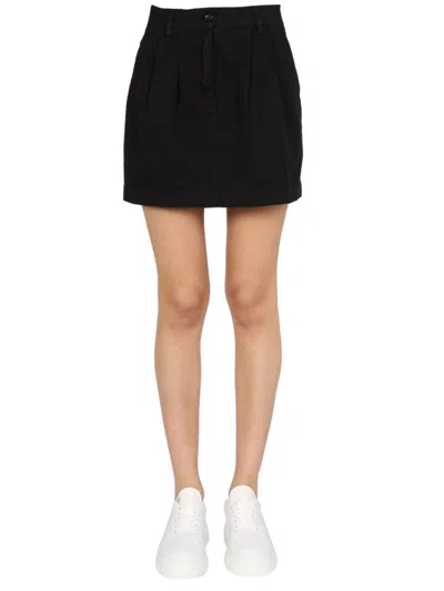 Department Five Black Solid Mini Skirt In Black