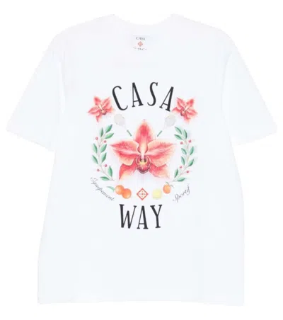 Casablanca Casa Way Orchid Organic Cotton T Shirt In White