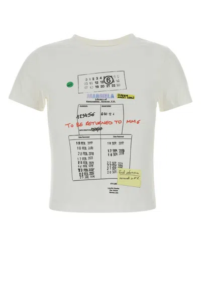 Mm6 Maison Margiela Black Library Card Graphic Cotton T-shirt In White