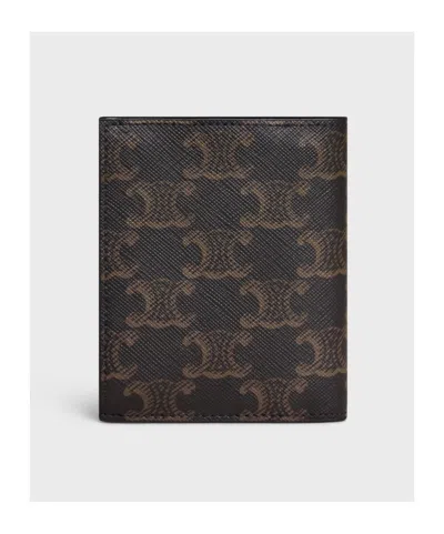 Celine Compact Wallet In Triomphe Canvas In Multi