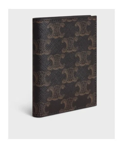 Celine Compact Wallet In Triomphe Canvas In Multi