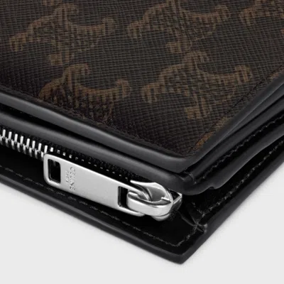 Celine Compact Wallet In Triomphe Canvas In Multi