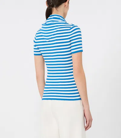 Max Mara Striped-pattern Bow-detail T-shirt In Blue