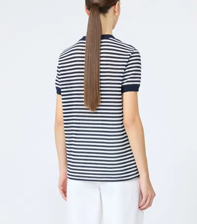 Max Mara Striped-pattern Embroidered-logo T-shirt In Multi