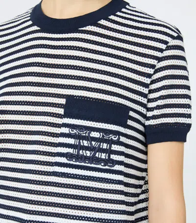 Max Mara Striped-pattern Embroidered-logo T-shirt In Multi