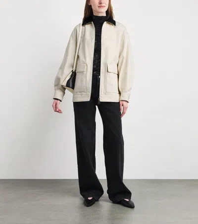 Anine Bing Womens Ecru Holden Contrasting-collar Cotton Jacket Xs In White
