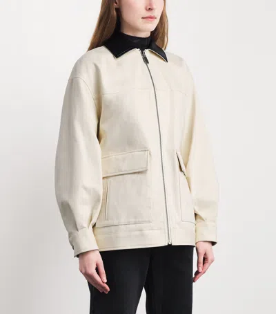 Anine Bing Womens Ecru Holden Contrasting-collar Cotton Jacket Xs In White