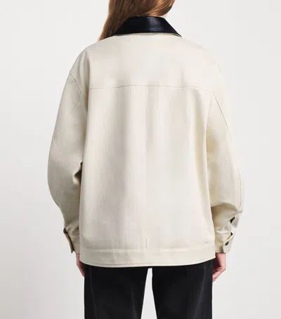 Anine Bing Womens Ecru Holden Contrasting-collar Cotton Jacket Xs In White