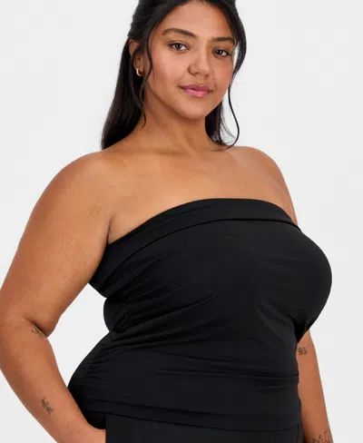 Full Circle Trends Plus Size Pull-on Tube Top In Black