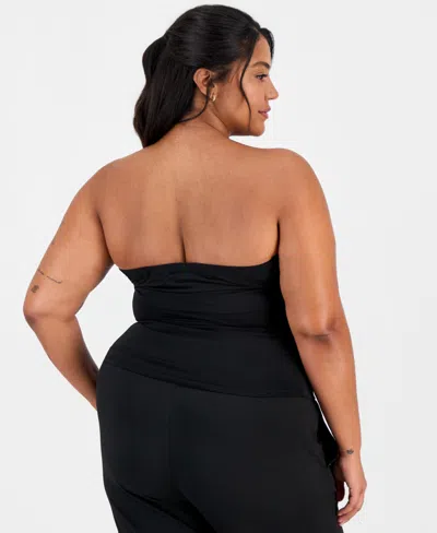 Full Circle Trends Plus Size Pull-on Tube Top In Black