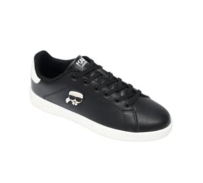 Karl Lagerfeld Leather Karl Head Patch Sneaker In Black