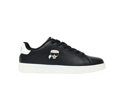 Karl Lagerfeld Leather Karl Head Patch Sneaker In Black