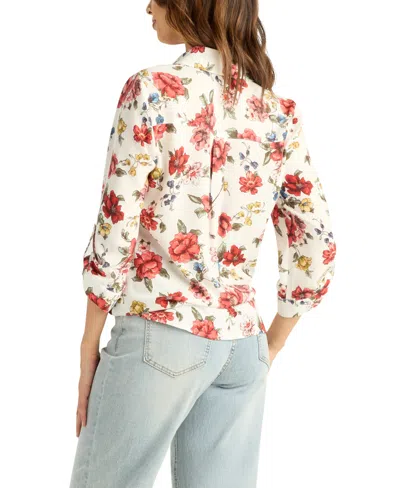 Bcx Women's Printed Collared Button-up Top In Multi