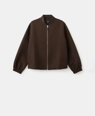 Mango Linen & Cotton Bomber Jacket In Multi