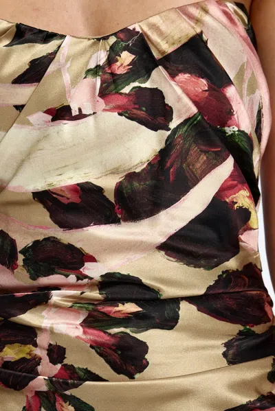 Acler Bowers Floral Satin Maxi Dress In Brown