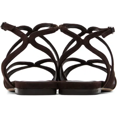 Jimmy Choo Ayla Brown Sandals With Square Toe And Ankle Buckle Closure In Suede Woman In Brown