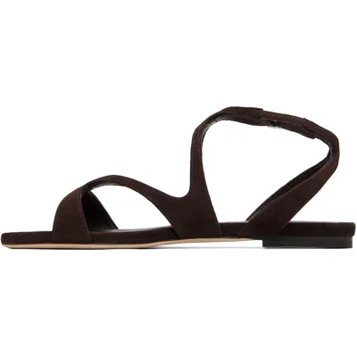 Jimmy Choo Ayla Brown Sandals With Square Toe And Ankle Buckle Closure In Suede Woman In Brown