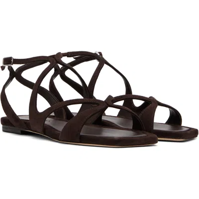 Jimmy Choo Ayla Brown Sandals With Square Toe And Ankle Buckle Closure In Suede Woman In Brown