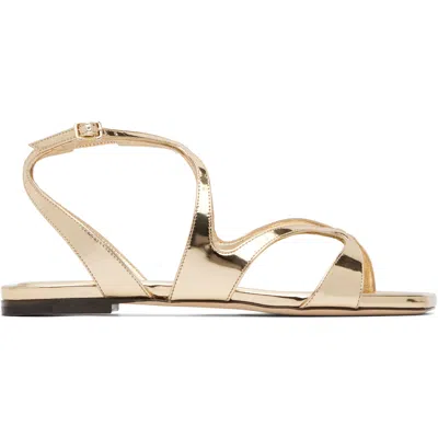 Jimmy Choo Ayla Metallic Leather Flat Sandals In Gold